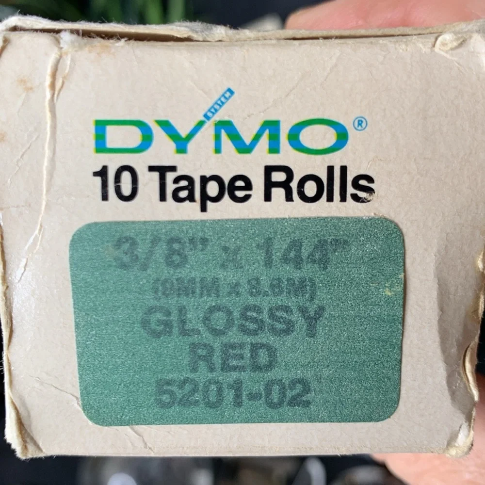 15 rolls Vintage GLOSSY red DYMO 3/8” x 144” labeling tape